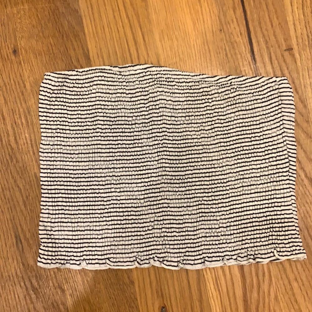 Black and white striped bandeau top
